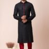 Appealing Black Designer Men’s Kurta Pyjama for Engagement, Reception, Sangeet, and Parties