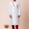 Impressive White Designer Men’s Kurta Pyjama for Engagement, Reception, Festivals, Sangeet, and Parties