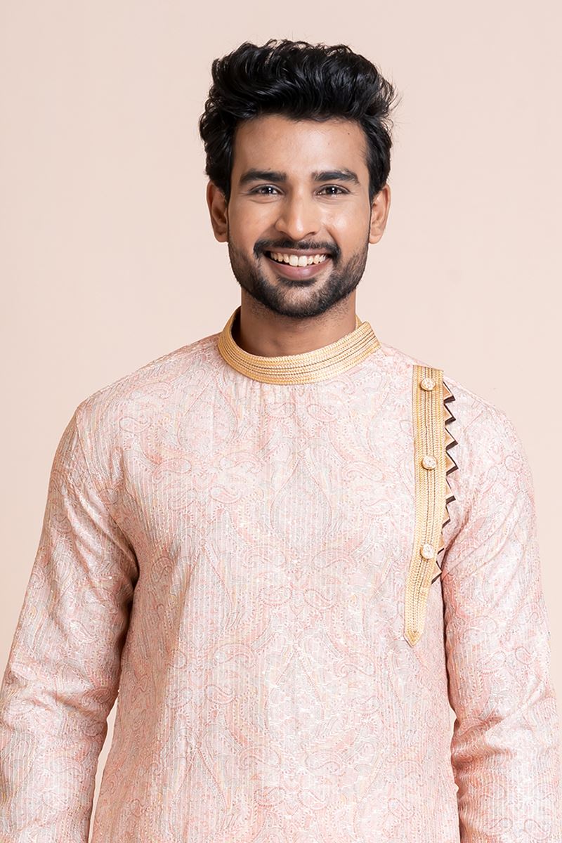 Splendid Pink Designer Men’s Dhoti Sets for Wedding, Reception, Festivals, Sangeet, and Parties