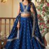 Smashing Navy Blue Designer Indo-Western Lehenga Choli for Engagement, Wedding, Reception, Sangeet, and Parties