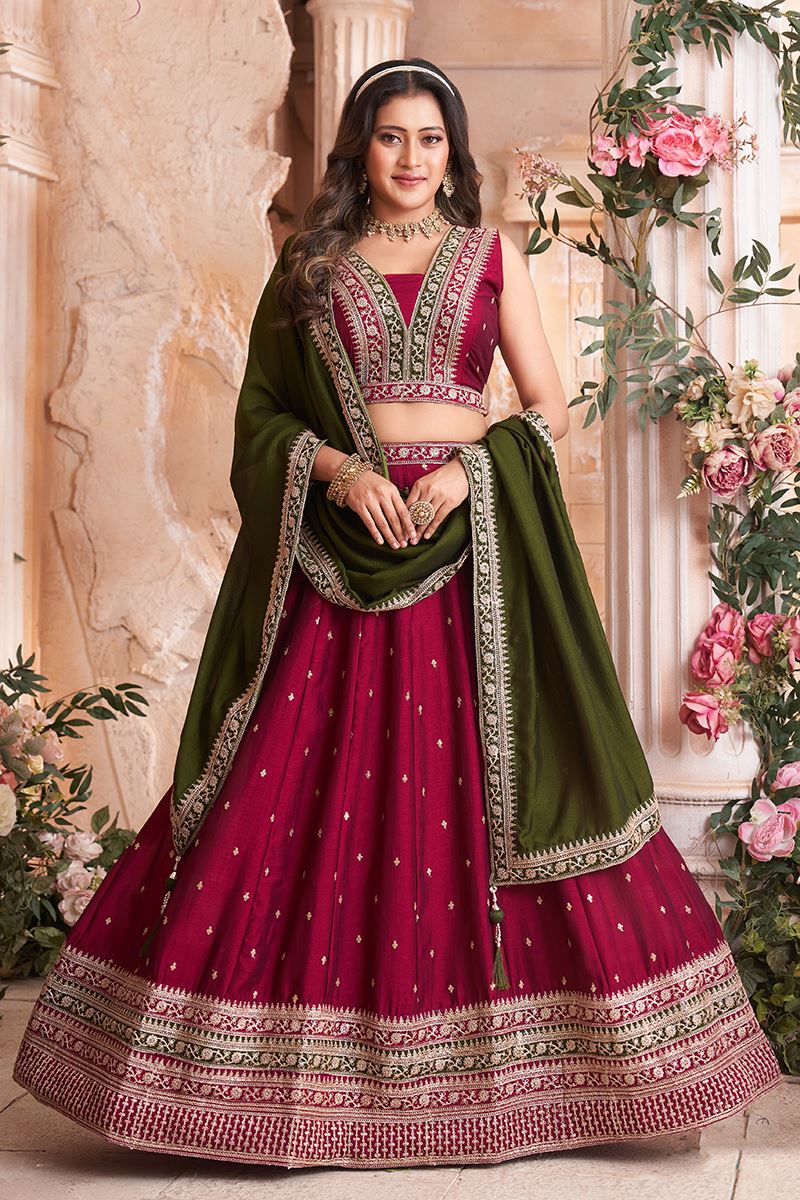 Fascinating Burgundy Designer Indo-Western Lehenga Choli for Engagement, Wedding, Reception, Sangeet, and Parties