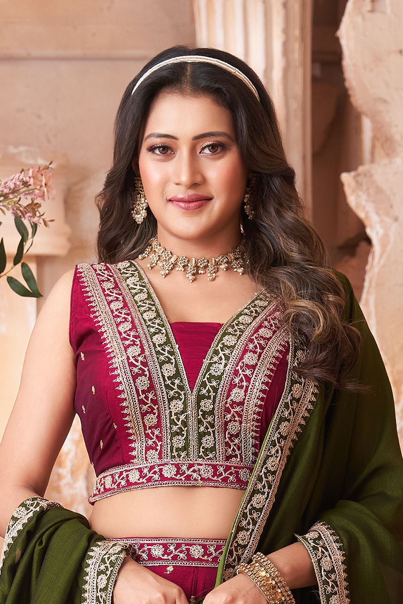 Fascinating Burgundy Designer Indo-Western Lehenga Choli for Engagement, Wedding, Reception, Sangeet, and Parties