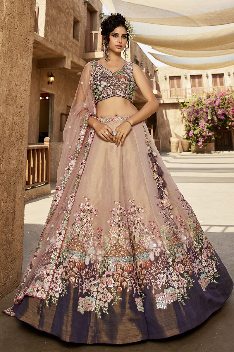 Exuberant Purple Designer Indo-Western Lehenga Choli for Engagement, Wedding, Reception, Sangeet, and Parties