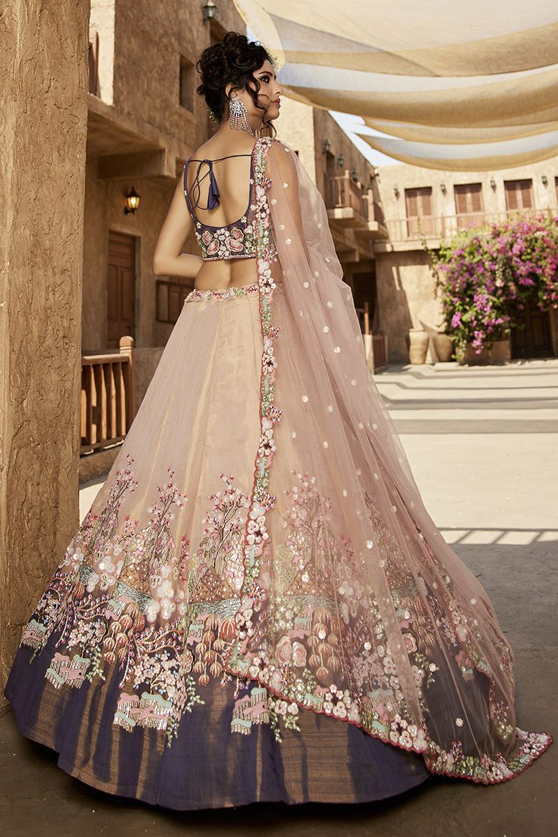 Exuberant Purple Designer Indo-Western Lehenga Choli for Engagement, Wedding, Reception, Sangeet, and Parties