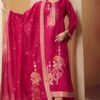 Delightful Magenta Designer Straight Cut Suit for Wedding, Reception, Festivals, Sangeet, and Parties (Unstitched suit)
