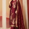 Marvelous Maroon Designer Straight Cut Suit for Wedding, Reception, Festivals, Sangeet, and Parties (Unstitched suit)