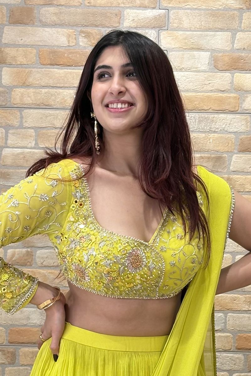 Outstanding Lemon Yellow Designer Indo-Western Lehenga Choli for Haldi, Engagement, Reception, and Parties