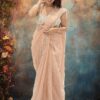 Flamboyant Peach Organza Designer Saree for Engagement, Reception, Sangeet, and Parties