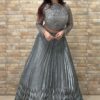 Bollywood Grey Designer Indo-Western Lehenga Choli for Engagement, Reception, and Parties