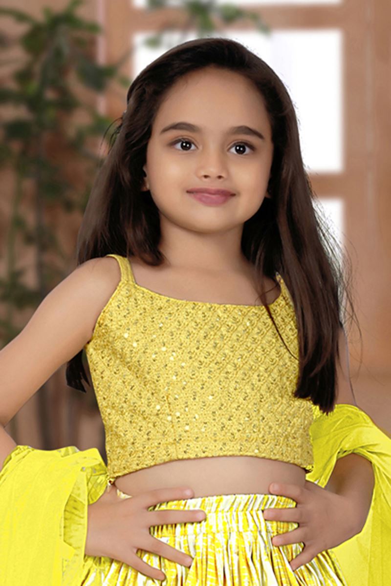 Magnificent Yellow Designer Kid’s Lehenga Choli for Haldi, Reception, Sangeet, and Parties