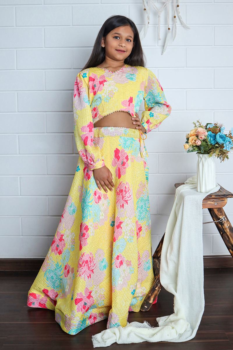 Impressive Yellow Designer Kid’s Lehenga Choli for Haldi, Reception, Sangeet, and Parties