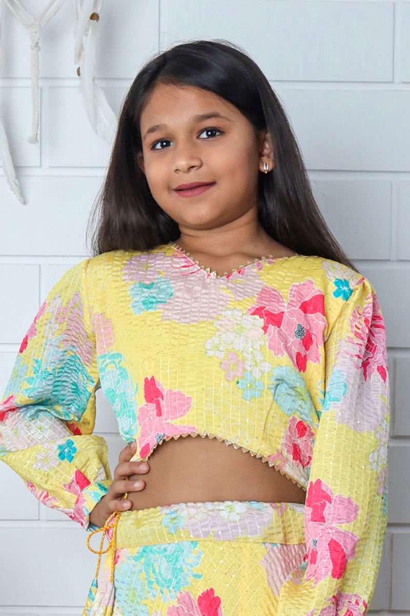 Impressive Yellow Designer Kid’s Lehenga Choli for Haldi, Reception, Sangeet, and Parties