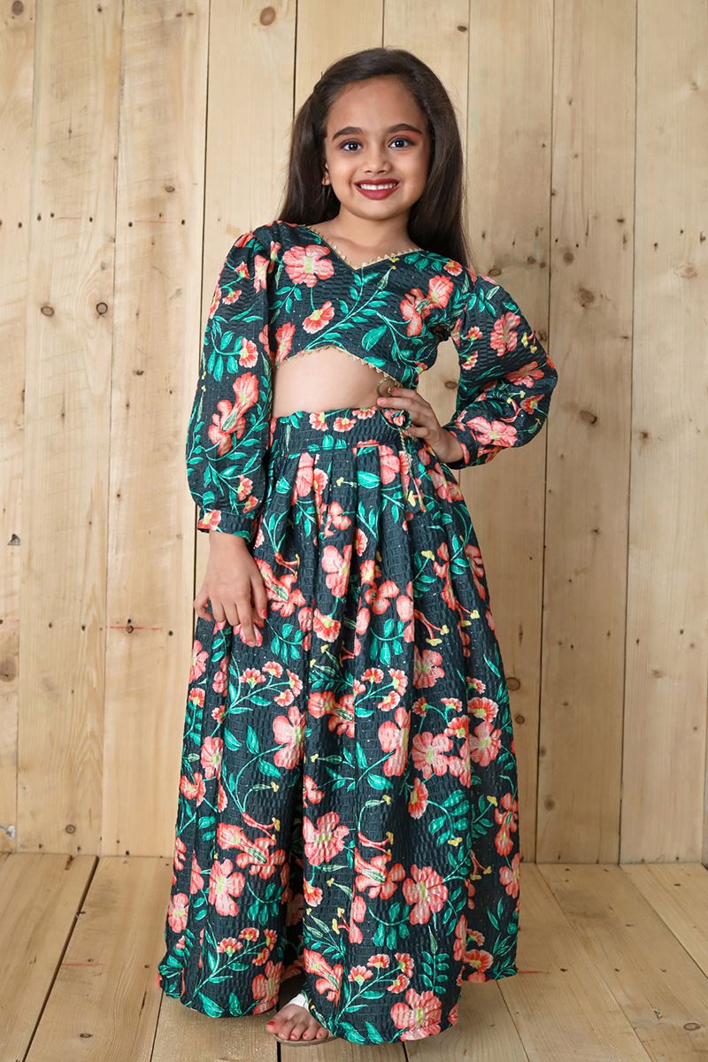 Astounding Green Designer Kid’s Lehenga Choli for Mehendi, Reception, Sangeet, and Parties