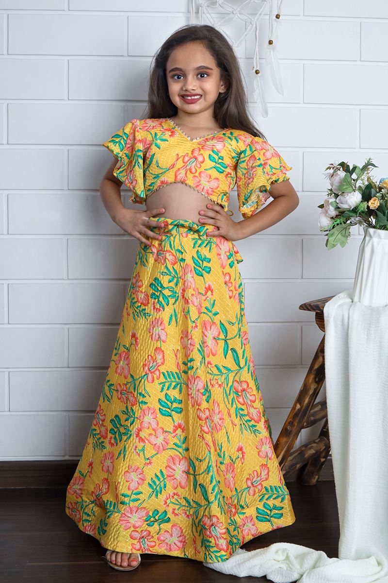 Glorious Yellow Designer Kid’s Lehenga Choli for Haldi, Reception, Sangeet, and Parties