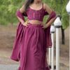Outstanding Wine Designer Kid’s Lehenga Choli for Engagement, Reception, Sangeet, and Parties