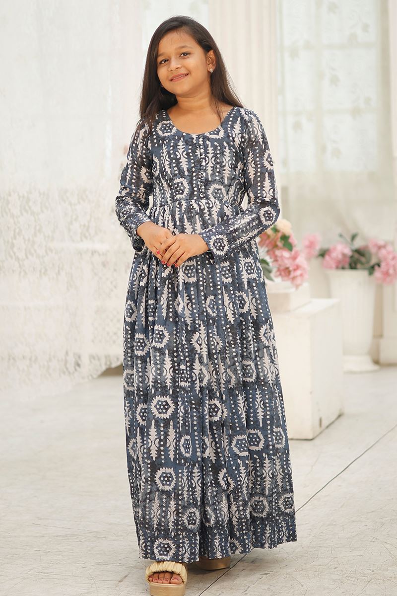 Amazing Grey Designer Kid’s Gown for Festivals, Sangeet, and Parties