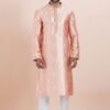 Charming Coral Designer Men’s Kurta for Engagement, Reception, Festival, Sangeet, and Party