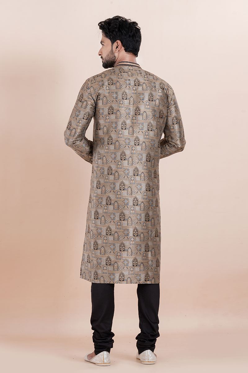 Exquisite Beige Designer Men’s Kurta for Party and Sangeet