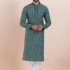 Magnificent Teal Designer Men’s Kurta for Festival, Sangeet, and Party