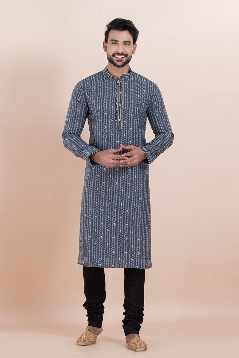 Appealing Blue Designer Men’s Kurta for Festival, Sangeet, and Party