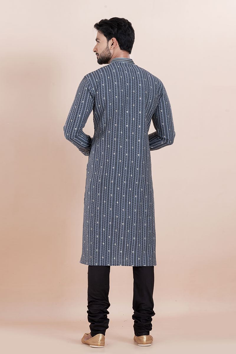 Appealing Blue Designer Men’s Kurta for Festival, Sangeet, and Party
