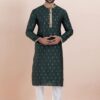 Majestic Deep Green Designer Men’s Kurta for Festival, Sangeet, and Party