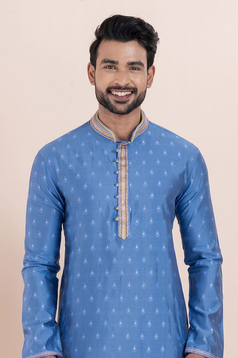 Charismatic Sky Blue Designer Men’s Kurta for Festival, Sangeet, and Party