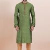 Captivating Olive Green Designer Men’s Kurta for Festival, Sangeet, and Party