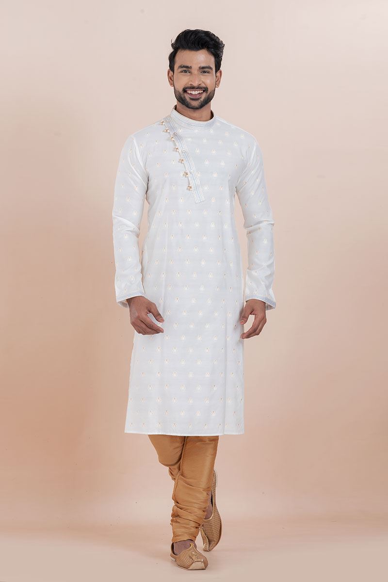 Stylish White Designer Men’s Kurta for Sangeet, Festivals and Party