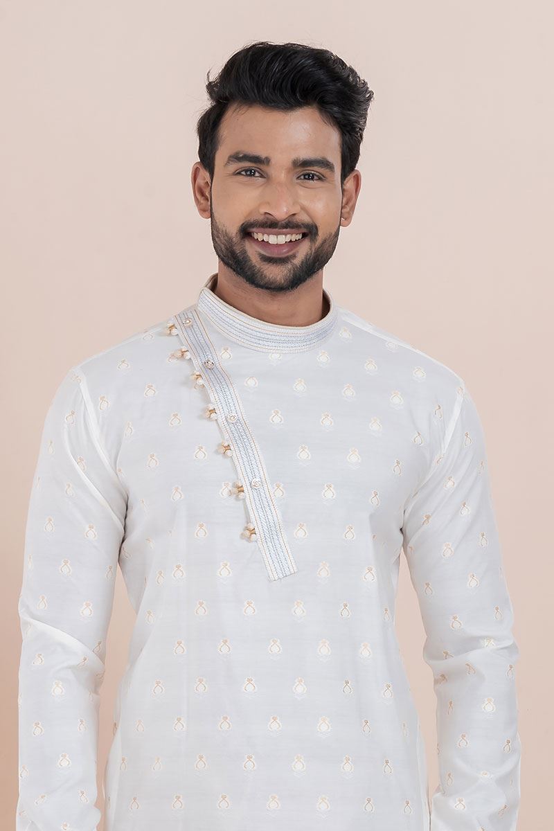 Stylish White Designer Men’s Kurta for Sangeet, Festivals and Party