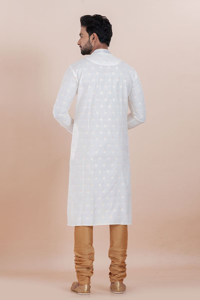 Stylish White Designer Men’s Kurta for Sangeet, Festivals and Party