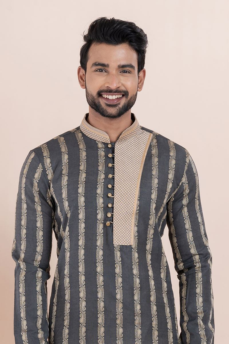 Dashing Black Designer Men’s Kurta for Sangeet and Party