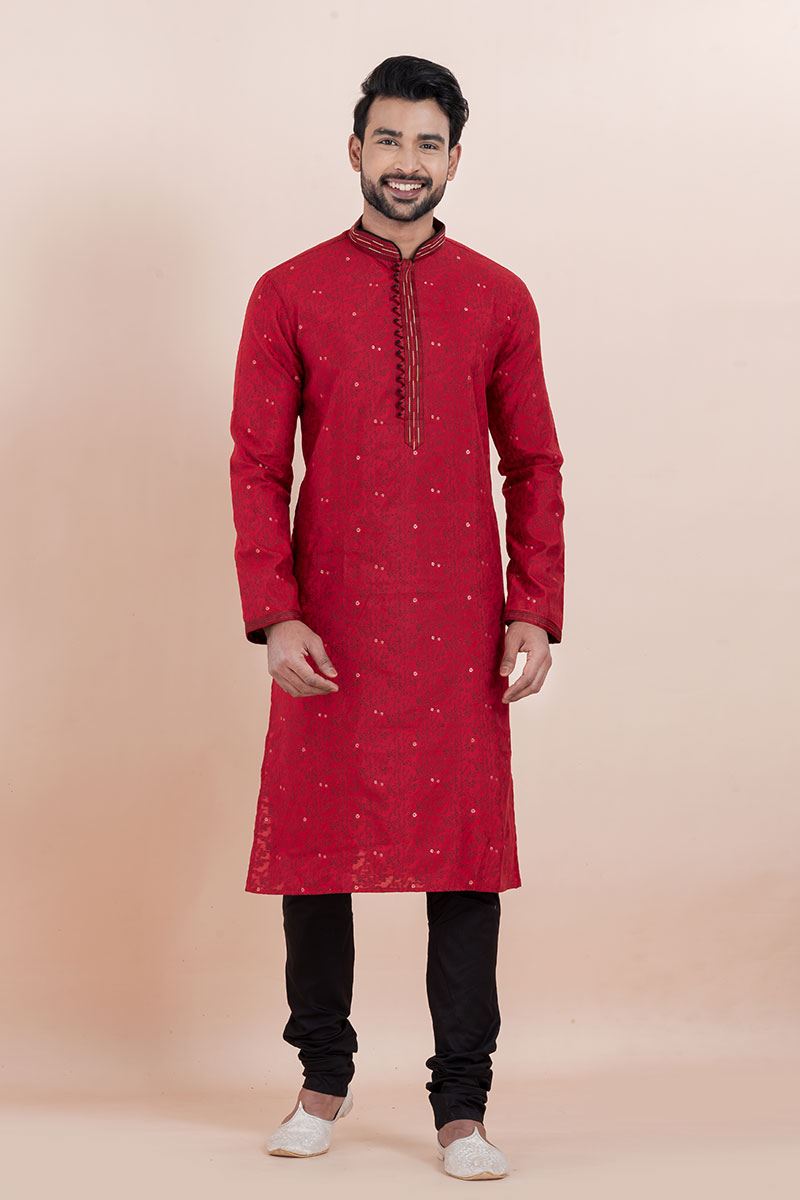 Fancy Maroon Designer Men’s Kurta for Engagement, Reception, Festivals, Sangeet and Party