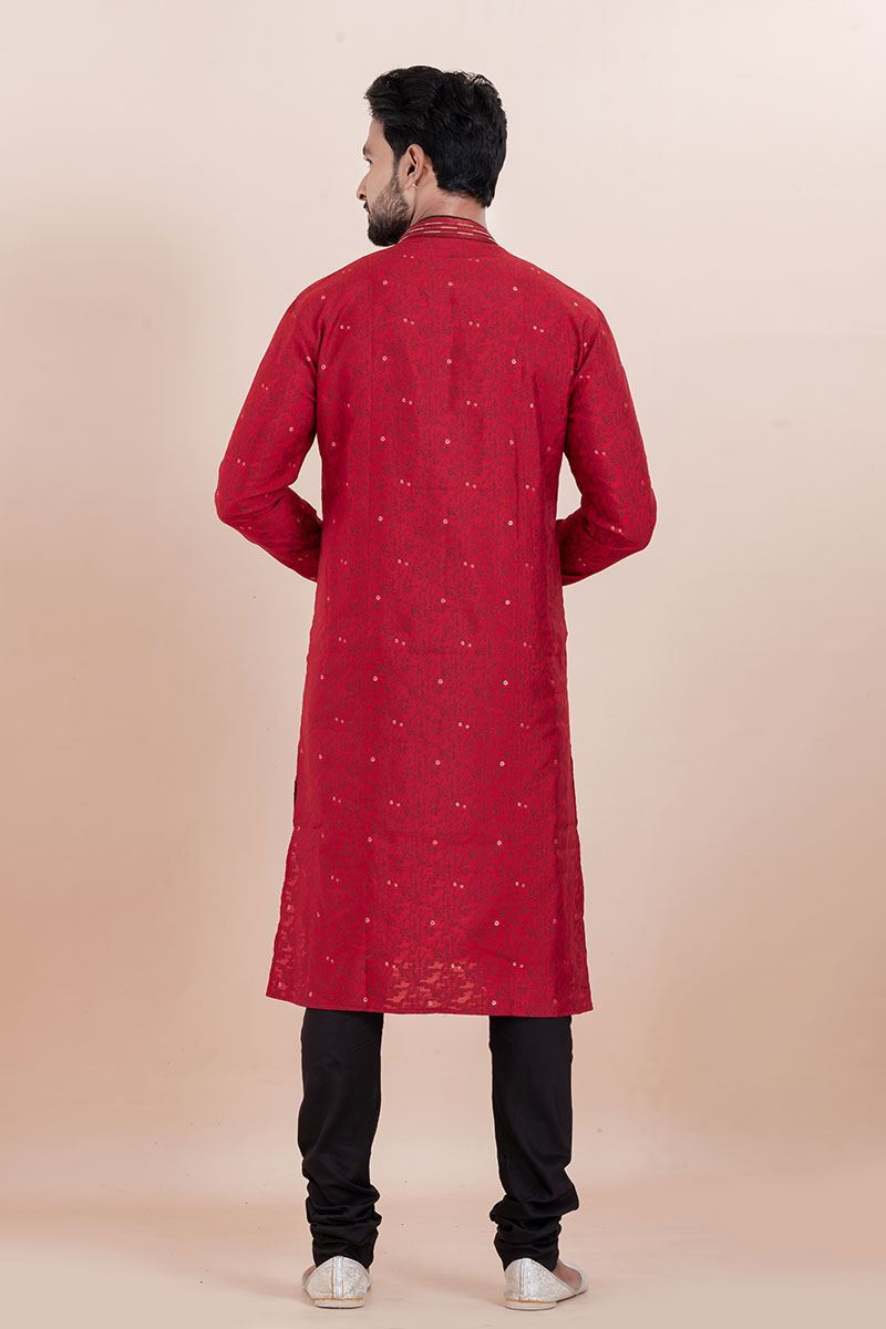 Fancy Maroon Designer Men’s Kurta for Engagement, Reception, Festivals, Sangeet and Party