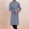 Marvelous Grey Designer Men’s Kurta for Festivals, Sangeet, and Party
