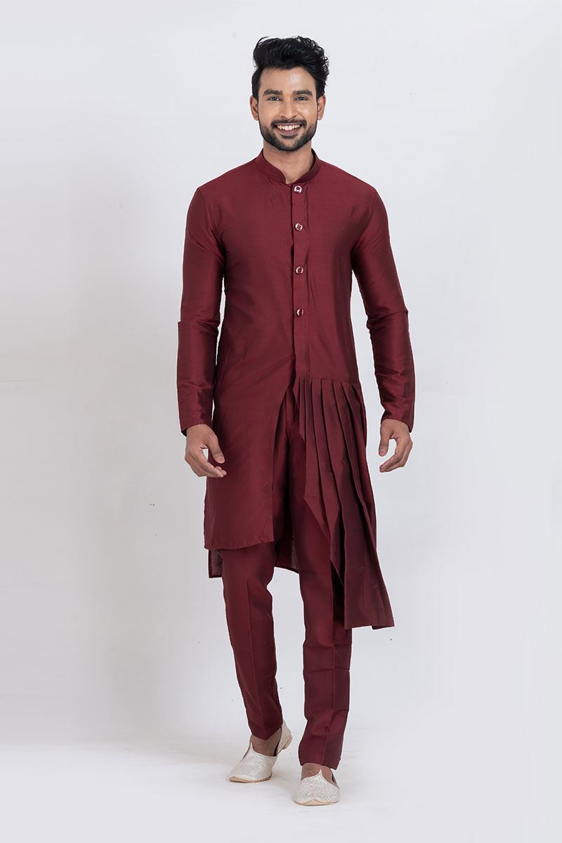 Awesome Maroon Designer Men’s Kurta for Engagement, Reception, Festivals, Sangeet, and Party