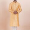 Splendid Orange Designer Men’s Kurta for Engagement, Reception, Festivals, Sangeet, and Party