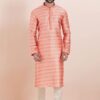 Artistic Pink Designer Men’s Kurta for Engagement, Reception, Festivals, Sangeet, and Party