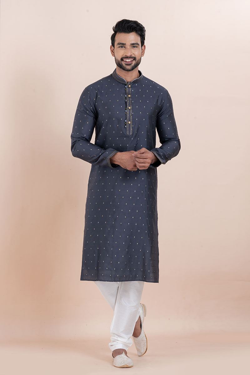 Charming Navy Blue Designer Men’s Kurta for Engagement, Reception, Festivals, Sangeet, and Party
