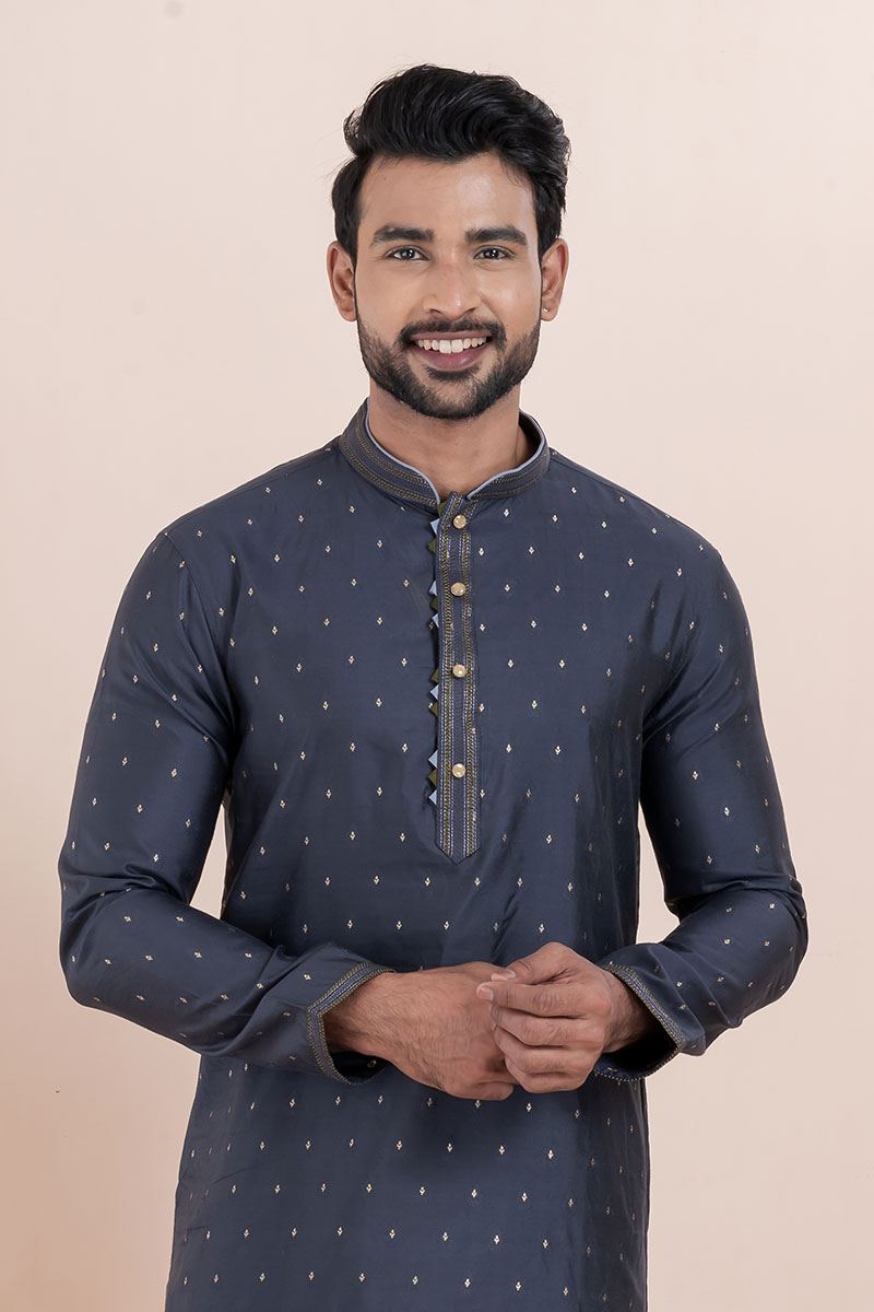 Charming Navy Blue Designer Men’s Kurta for Engagement, Reception, Festivals, Sangeet, and Party