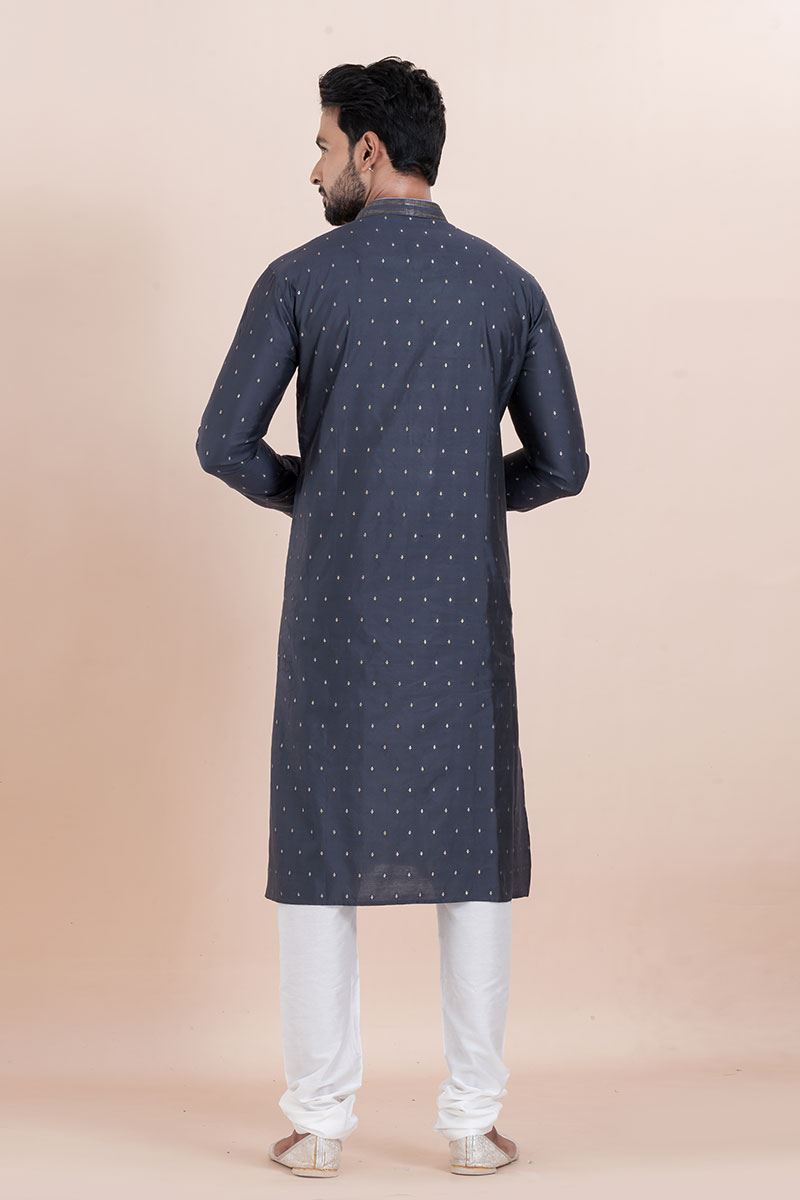 Charming Navy Blue Designer Men’s Kurta for Engagement, Reception, Festivals, Sangeet, and Party