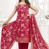 Surreal Red Designer Straight Cut Suit for Reception, Festivals, Sangeet, and Parties