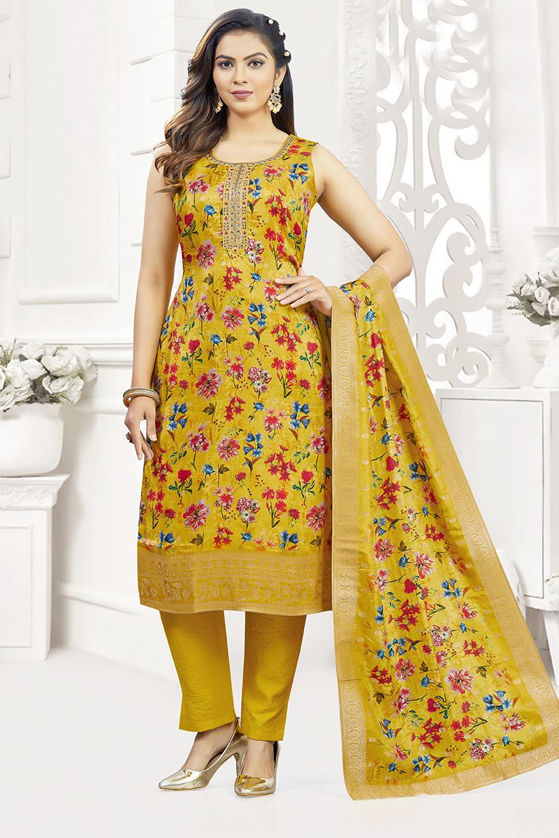 Royal Yellow Designer Straight Cut Suit for Haldi, Festivals, Sangeet, and Parties