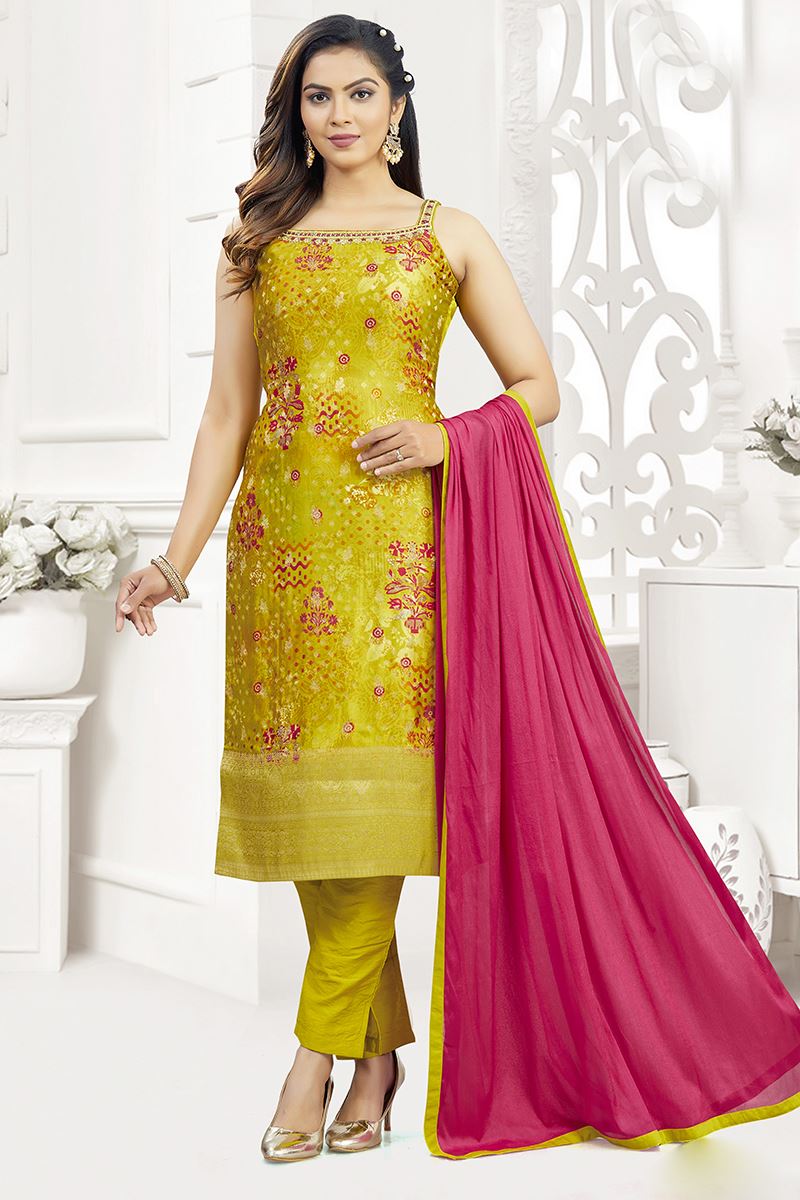 Aesthetic Mustard Designer Straight Cut Suit for Haldi, Festivals, Sangeet, and Parties