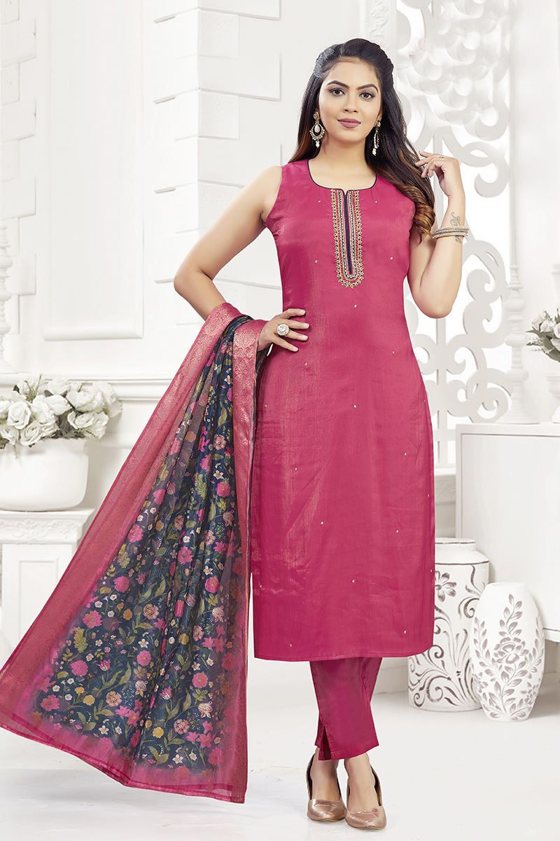 Enticing Pink Designer Straight Cut Suit for Festivals, Sangeet, and Parties