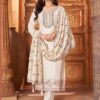 Alluring Cream Designer Straight Cut Suit for Festivals, Sangeet, and Parties