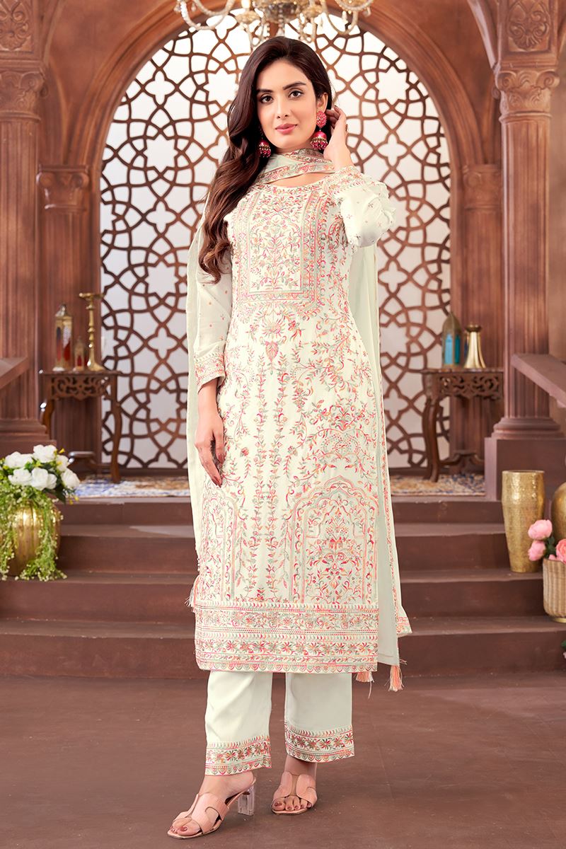 Divine Light Green Designer Straight Cut Suit for Engagement, Reception, Festivals, Sangeet, and Parties