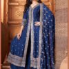 Flawless Navy Blue Silk Designer Anarkali Suit for Wedding, Reception, Festivals, Sangeet, and Parties