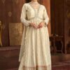 Outstanding Cream Designer Straight Cut Suit for Engagement, Reception, Festivals, Sangeet, and Parties