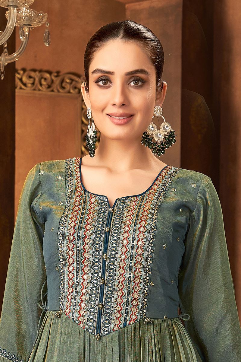 Alluring Teal Designer Straight Cut Suit for Engagement, Reception, Festivals, Sangeet, and Parties